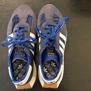 Adidas Men's Navy and White Sneakers